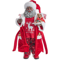 10.5 in. Black Santa in Pajamas & Robe
