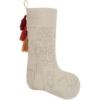 12 x 20 in. Hamsa Quilted Stocking with Tassels, Multi Color
