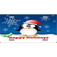 Happy Holidays Penguin Full Color License Plates