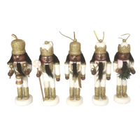 5 in. Black, White & Gold Glitter Nutcracker - Set of 5