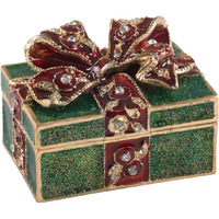 2 x 1.7 x 1.5 in. Bejeweled Christmas Present Trinket Box