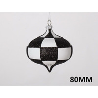 80 mm White & Black Checker Onion Ornament