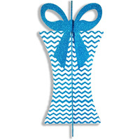 3D-GIFT-31-AQ-WH 31 in. 3D Christmas Gift Box, Aqua & White