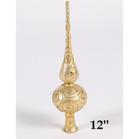 12 in. Gold Finial Topper with Gold Glitter, Gold