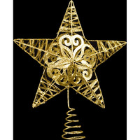10 in. Metal Glittered Star Tree Topper, Gold