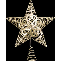 10 in. Metal Glittered Star Tree Topper, Silver
