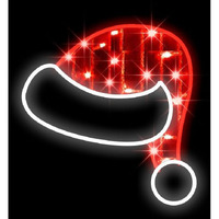 20 in. Santa Hat with LED Window Display, Red & White