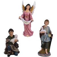 12 in. Angel & 2 Shepherds Nativity Set - 3 Piece