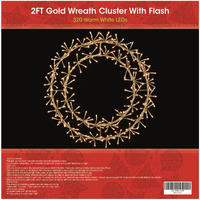 2 ft. Warm White Micro LED Wreath with Gold Frame