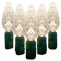 60 Count Standard Grade C6 Facitied Warm White LED Light Set with in-line rectifer on Green Wire