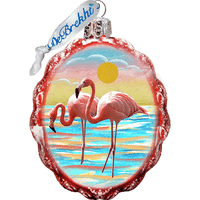 GDeBrekht  Flamingo At Sun Set Coastal Glass Ornament