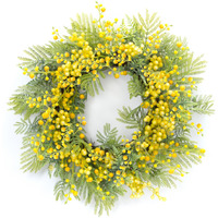 27" Green and Yellow Fern Artificial Wreath