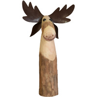 Jumbo Wood And Metal Moose Sculpture