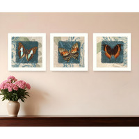 Set Of Three Butterflies White Framed Print Wall Art