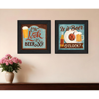 Set Of Two Beer Oclock Black Framed Print Wall Art