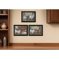 Set Of Three Farmers Market Black Framed Print Wall Art