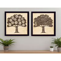 Set Of Two Family Trees Black Framed Print Wall Art