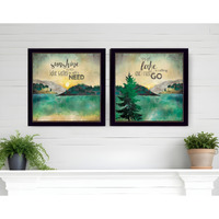 Set Of Two The Lake is Calling Black Framed Print Wall Art