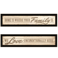 Set Of Two Love Family and Friends Black Framed Print Wall Art