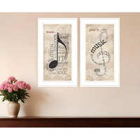 Set Of Two Musical Notes White Framed Print Wall Art