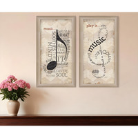 Set Of Two Musical NotesBrown Framed Print Wall Art