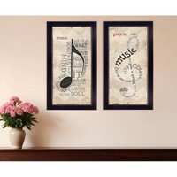 Set Of Two Musical Notes Black Framed Print Wall Art