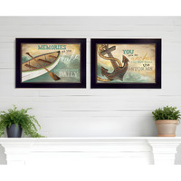 Set Of Two Memories at the Lake Black Framed Print Wall Art