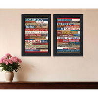 Set Of Two America Proud I Black Framed Print Wall Art