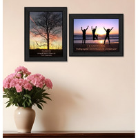 Set Of Two Passion and Teamwork Black Framed Print Wall Art