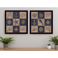 Set Of Two Coastal Collage Black Framed Print Wall Art