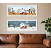 Set Of Two Autumn And Winter White Framed Print Wall Art