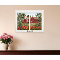 Summer Days Windowpane Style White Framed Print Wall Art