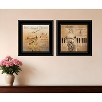 Set Of Two Music 2 Black Framed Print Wall Art