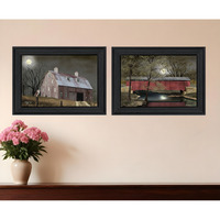 Set Of Two Midnight Moon 2 Black Framed Print Wall Art