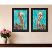 Set Of Two Pelicans 2 Black Framed Print Wall Art
