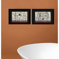 Set Of Two Hot Bath Black Framed Print Bathroom Wall Art