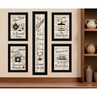 Set Of Five Kitchen Friendship Black Framed Print Kitchen Wall Art
