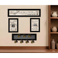 Set Of Four Kitchen Wall Art and Mug Rack