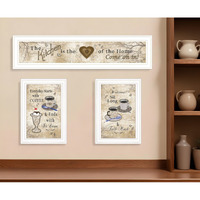 Set Of Three Love of Nature Kitchen White Framed Print Kitchen Wall Art