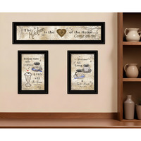 Set Of Three Love of Nature Kitchen Black Framed Print Kitchen Wall Art