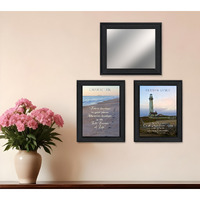 Set Of Three Character And Perseverance Black Framed Wall Art With Mirror