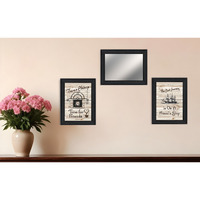 Set Of Three Friendship Journey Black Framed Wall Art With Mirror