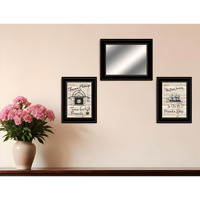 Set Of Three Friendship Journey Black Framed Wall Art With Mirror