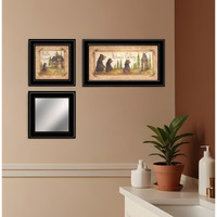 Set Of Three Natures Calling Black Framed Bathroom Wall Art With Mirror