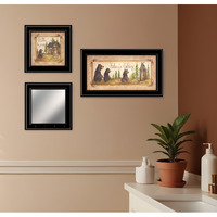Set Of Three Natures Calling Black Framed Bathroom Wall Art With Mirror And Hooks
