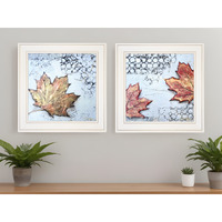 Set Of Two Channeling Fall Leaves White Framed Print Wall Art