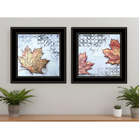 Set Of Two Channeling Fall Leaves Black Framed Print Wall Art