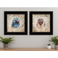 Set Of Two Wonder Years Owls Black Framed Print Wall Art