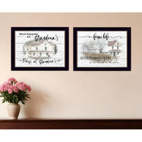 Set Of Two Stays at Grandmas Black Framed Print Wall Art