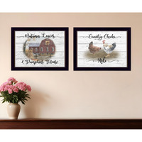 Set Of Two Country Living Black Framed Print Wall Art